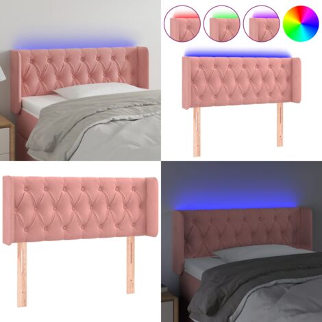 Testiera a LED Rosa 93x16x78/88 cm in Velluto - Velluto Rosa - Luci LED