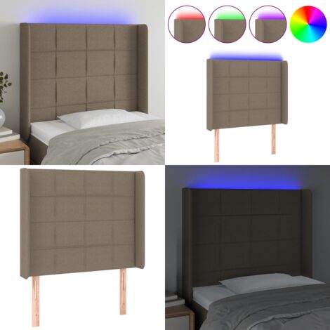 Testiera a LED Tortora 103x16x118/128 cm in Tessuto - Luci LED - Testiera letto