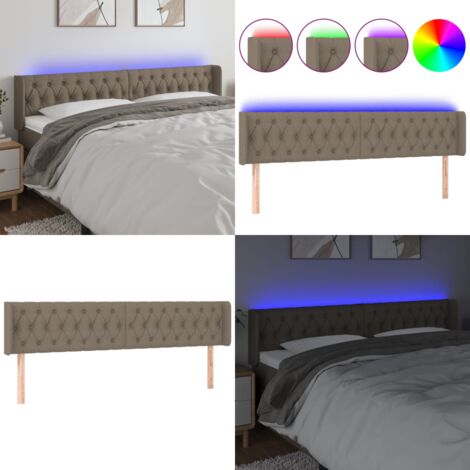 Testiera a LED Tortora 183x16x78/88 cm in Tessuto - Luci LED - Testiera letto