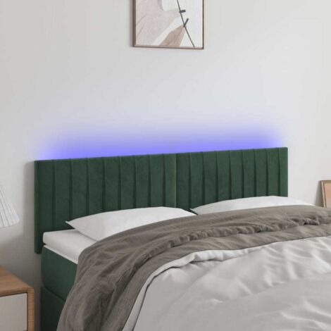 Testiera a LED Verde Scuro 144x5x78/88 cm in Velluto vidaXL