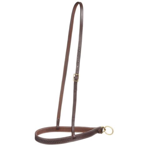 Testiera a un orecchio in cuoio con fibbie in ottone: ONE SIZE, oliato
