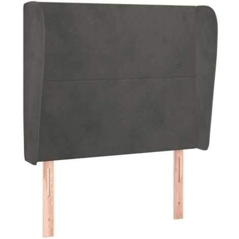 Testiera accessorio letto arredo camera con bordo laterale 93 x 23 x 118/128 cm tessuto velluto grigio scuro TDL0204850
