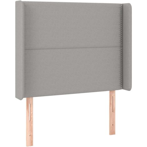 Testiera accessorio letto mobile camera con bordo laterale 103 x 16 x 118/128 cm tessuto grigio chiaro TDL0205324