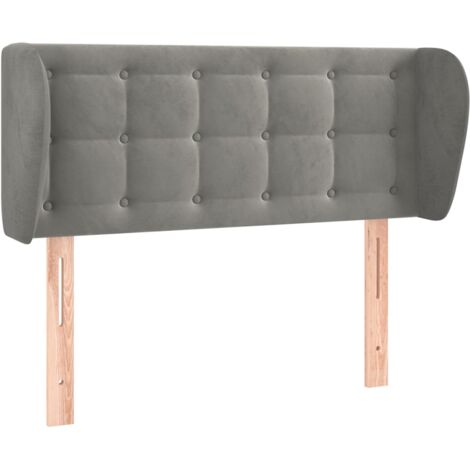 Testiera accessorio letto mobile camera con bordo laterale imbottito 83 x 23 x 78/88 cm tessuto velluto grigio chiaro TDL0205112