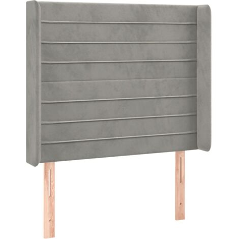 Testiera accessorio letto mobile camera da letto con bordo laterale 103 x 16 x 118/128 cm tessuto velluto grigio chiaro TDL0205317