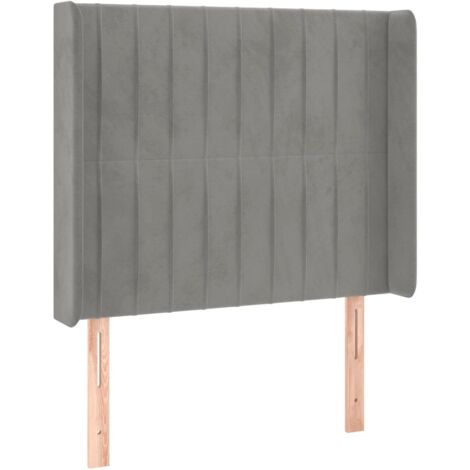 Testiera accessorio letto mobile camera da letto con bordo laterale 103 x 16 x 118/128 cm tessuto velluto grigio chiaro TDL0205321