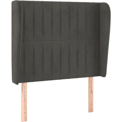 Testiera accessorio letto mobile camera da letto con bordo laterale 103 x 23 x 118/128 cm tessuto velluto grigio scuro TDL0205042