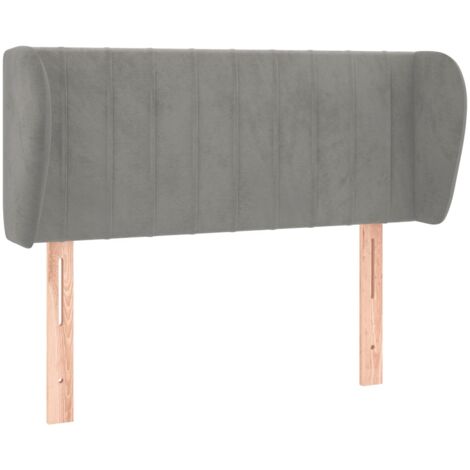 Testiera accessorio letto mobile camera da letto con bordo laterale 103 x 23 x 78/88 cm tessuto velluto grigio chiaro TDL0205278