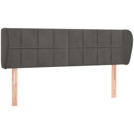 Testiera accessorio letto mobile camera da letto con bordo laterale 147 x 23 x 78/88 cm tessuto velluto grigio scuro TDL0204988