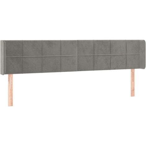 Testiera accessorio letto mobile camera da letto con bordo laterale 163 x 16 x 78/88 cm tessuto velluto grigio chiaro TDL0205221