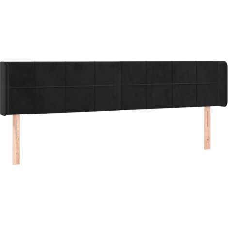 Testiera accessorio letto mobile camera da letto con bordo laterale 163 x 16 x 78/88 cm Tessuto velluto nero TDL0204532