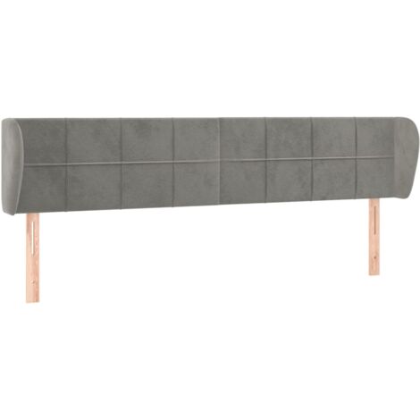 Testiera accessorio letto mobile camera da letto con bordo laterale 163 x 23 x 78/88 cm tessuto velluto grigio chiaro TDL0205212