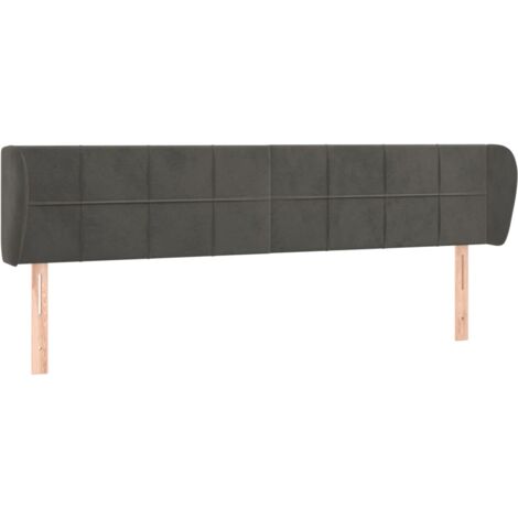 Testiera accessorio letto mobile camera da letto con bordo laterale 163 x 23 x 78/88 cm tessuto velluto grigio scuro TDL0204968