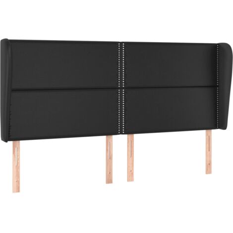 Testiera accessorio letto mobile camera da letto con bordo laterale 203 x 23 x 118/128 cm sintetico nero TDL0204484