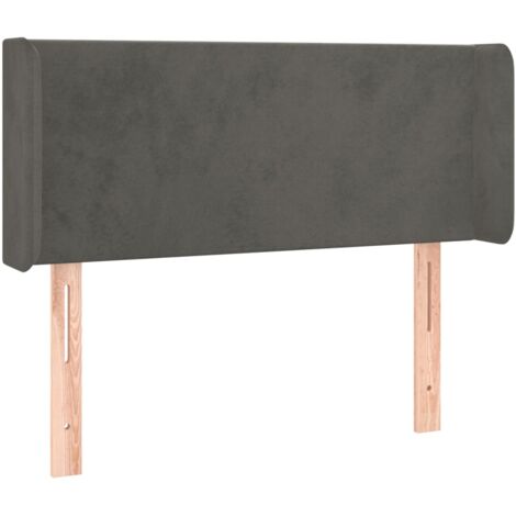 Testiera accessorio letto mobile camera da letto con bordo laterale 93 x 16 x 78/88 cm tessuto velluto grigio scuro TDL0204859