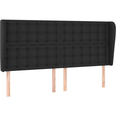 Testiera accessorio letto mobile camera imbottita con bordo laterale 203 x 23 x 118/128 cm sintetico nero TDL0204486