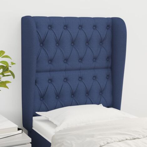 Testiera ad Orecchio elegant - Testate e armadi Blu 83x23x118/128 cm in Tessuto BV400674 - BonneVie