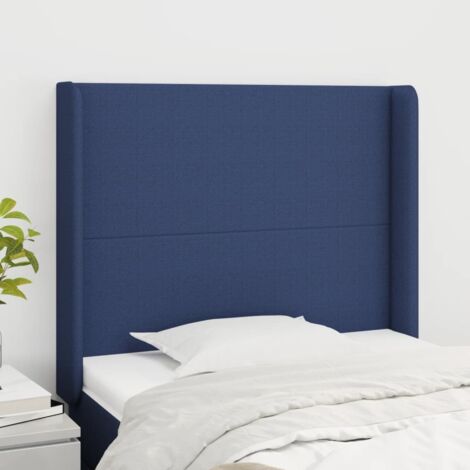Testiera ad Orecchio elegant - Testate e armadi Blu 93x16x118/128 cm in Tessuto BV227473 - BonneVie