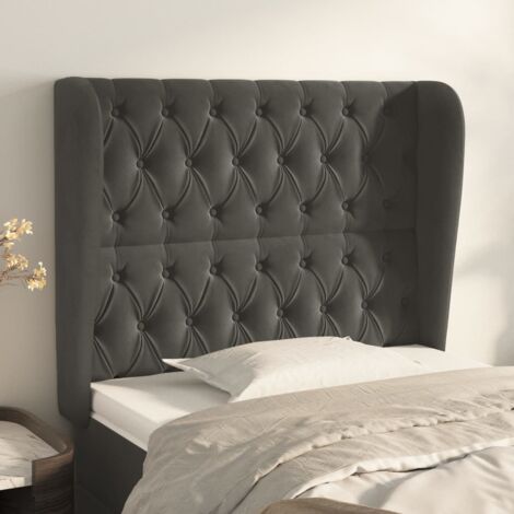 Testiera ad Orecchio elegant - Testate e armadi GrigioScuro 103x23x118/128cm in Velluto BV843289 - BonneVie