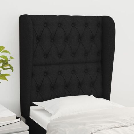 Testiera ad Orecchio elegant - Testate e armadi Nera 83x23x118/128 cm in Tessuto BV530979 - BonneVie