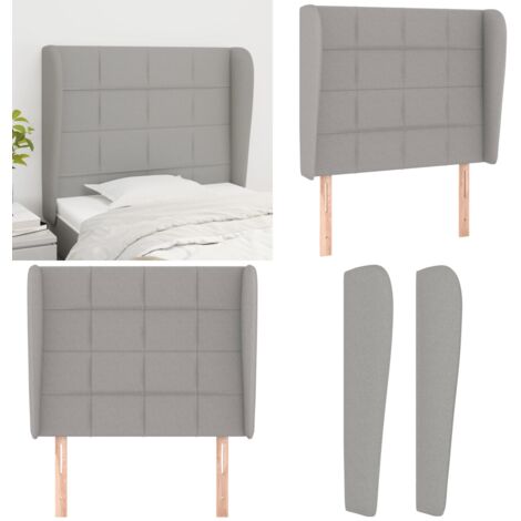 Testiera ad Orecchio Grigio Chiaro 103x23x118/128 cm in Tessuto - Testiera ad orecchio - Testiera in tessuto