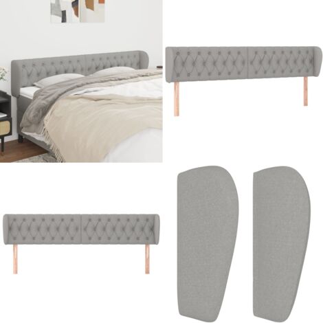 Testiera ad Orecchio Grigio Chiaro 183x23x78/88 cm in Tessuto - Testiera ad orecchio - Testiera in tessuto