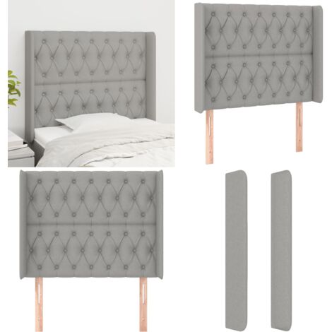 Testiera ad Orecchio Grigio Chiaro 93x16x118/128 cm in Tessuto - Testiera ad orecchio - Testiera in tessuto
