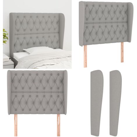 Testiera ad Orecchio Grigio Chiaro 93x23x118/128 cm in Tessuto - Testiera ad orecchio - Testiera in tessuto