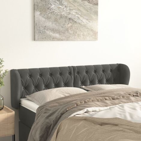 Testiera ad Orecchio Grigio Scuro 147x23x78/88 cm in Velluto vidaXL