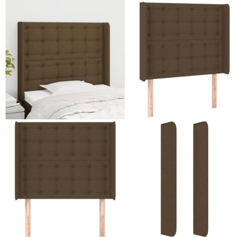 Testiera ad Orecchio Marrone Scuro 93x16x118/128 cm in Tessuto - Testiera ad orecchio - Testiera in tessuto