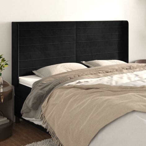 Testiera ad Orecchio Nera 163x16x118/128 cm in Velluto vidaXL