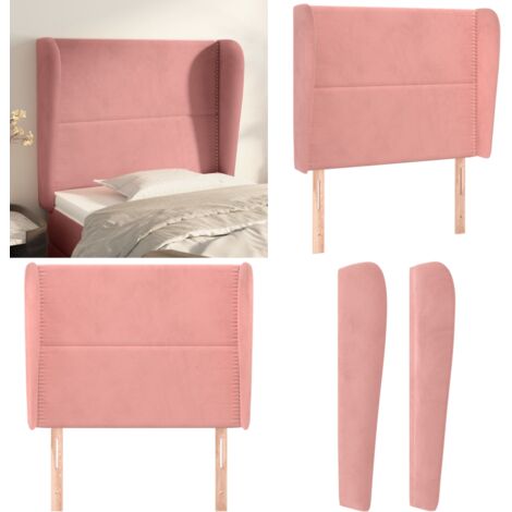 Testiera ad Orecchio Rosa 93x23x118/128 cm in Velluto - Testiera ad orecchio - Testiera in velluto