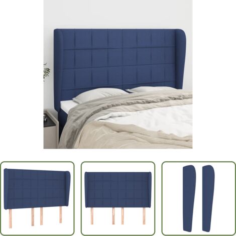 Testiera ad orecchio -  Testiera ad Orecchio Blu 147 x 23 x 118/128 cm in Tessuto