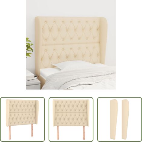 Testiera ad orecchio -  Testiera ad Orecchio Crema 103x23x118/128 cm in Tessuto