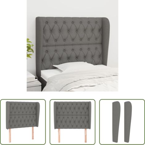 Testiera ad orecchio -  Testiera ad Orecchio GrigioScuro 103 x 23 x 118/128cm inTessuto