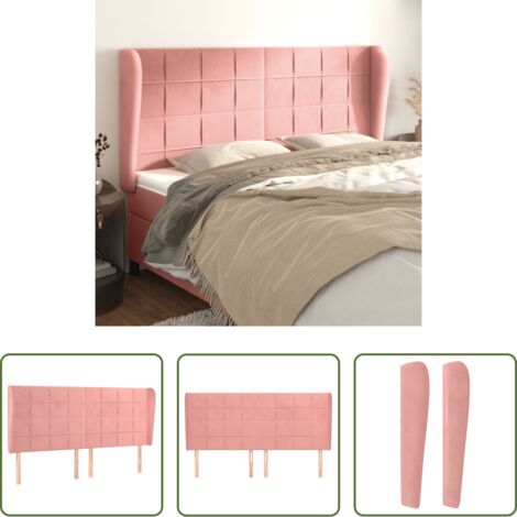 Testiera ad orecchio -  Testiera ad Orecchio Rosa 183x23x118/128 cm in Velluto