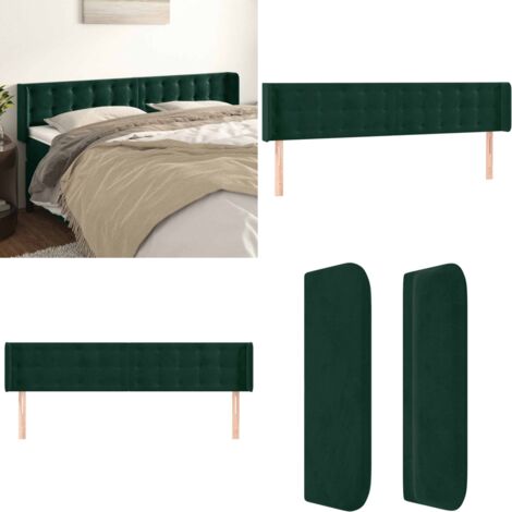 Testiera ad Orecchio Verde Scuro 163x16x78/88 cm in Velluto - Testiera ad orecchio - Testiera in velluto