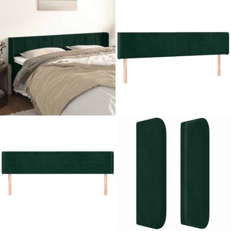 Testiera ad Orecchio Verde Scuro 163x16x78/88 cm in Velluto - Testiera ad orecchio - Testiera in velluto