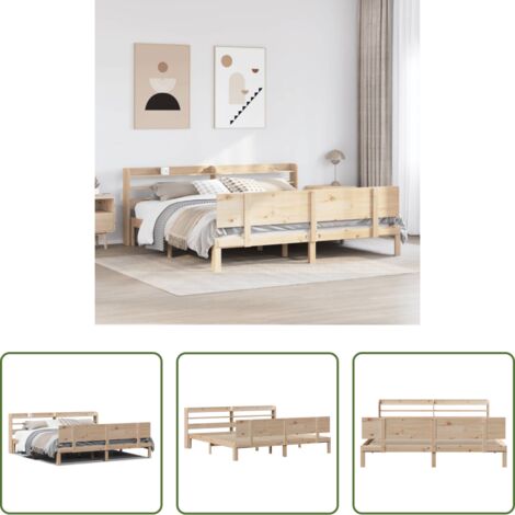 Testiera autoportante -  Giroletto con Testiera 200x200 cm in Legno Massello di Pino