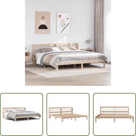 Testiera autoportante -  Giroletto con Testiera 200x200 cm in Legno Massello di Pino