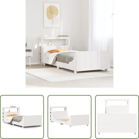 Testiera autoportante -  Letto senza Materasso Bianco 90x200 cm Legno Massello di Pino