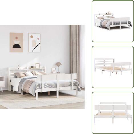 Testiera autoportante - vidaXL Letto senza Materasso Bianco 120x200 cm Legno Massello di Pino - Letto in pino