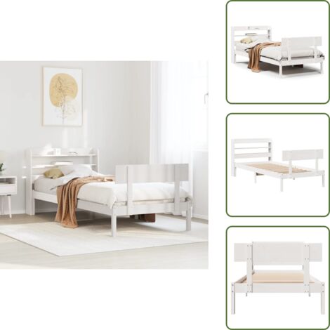 Testiera autoportante - vidaXL Letto senza Materasso Bianco 75x190 in Legno Massello di Pino - Letto in pino