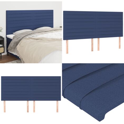Testiera Blu 200x5x118/128 cm Tessuto - Testiera in tessuto - Testiera regolabile