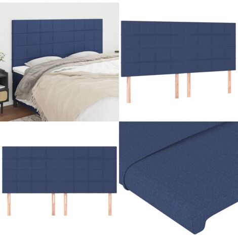 Testiera Blu 200x5x118/128 cm Tessuto - Testiera in tessuto - Testiera regolabile