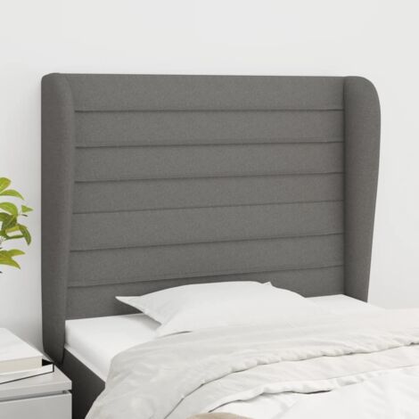 Testiera complemento d'arredo per camera da letto mobile con sponda laterale 83 x 23 x 118/128 cm tessuto grigio scuro TDL0204892