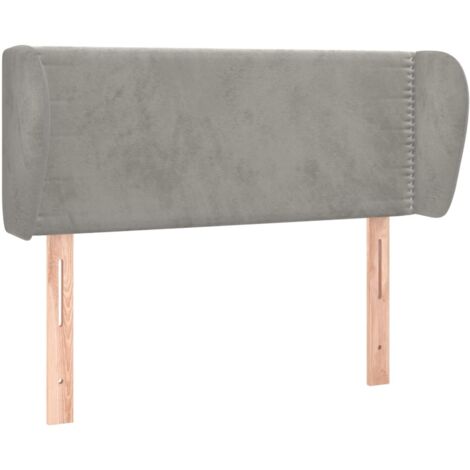 Testiera complemento letto arredo camera con bordo laterale 103 x 23 x 78/88 cm tessuto velluto grigio chiaro TDL0205280