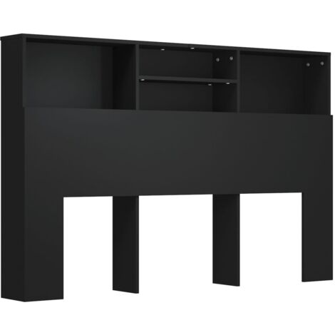 Testiera con accessorio letto contenitore mensola comodino 160 x 19 x 103,5 cm MDF nero TDL0200021