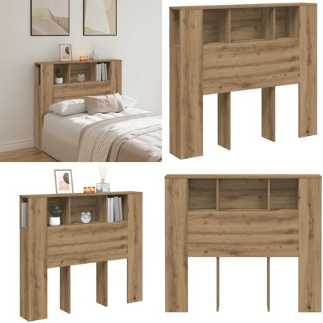 Testiera con Contenitore Artigianale 120x19x104,5cm Multistrato - Testiera da camera da letto - Testiera a libreria