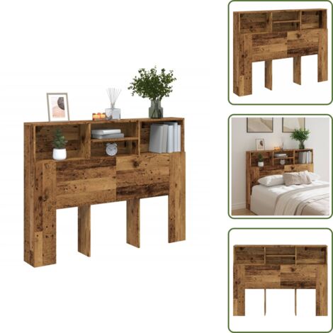 Testiera con contenitore - vidaXL Testiera con Scomparti Legno Antico 140x19x103,5 cm - Testiera per camera da letto